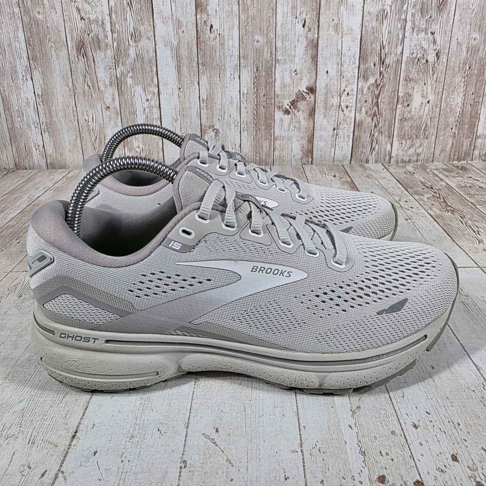Brooks Ghost 15 Womens Running Shoes Grey Alloy White 1203801B112 Size 8.5 B